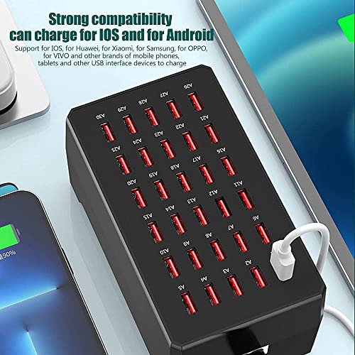 CRONY WT268 30USB PORTS, Smart Charger Station,150W, Safe, Fast Charging, Charge Multiple Devices, Sponge Foot Pad, PWM Power Management Chip, Fire Retardant