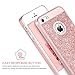BENTOBEN iPhone SE Case, iPhone 5S Case, iPhone 5 Case, Studded Sparkly Rhinestone Laminate with Shiny Faux Leather Slim Bling Glitter Phone Protective iPhone 5 5S SE Case for Girls, Rose Gold