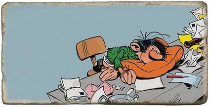 Amazon Com Akimoff Collections Collectible Marble Sign Gaston Lagaffe Sleeping At Work x10cm Furniture Decor