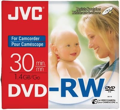 JVC 8CM Mini DVD-RW Rewritable Disc 1.4GB 30min Camcorder with Jewel Case