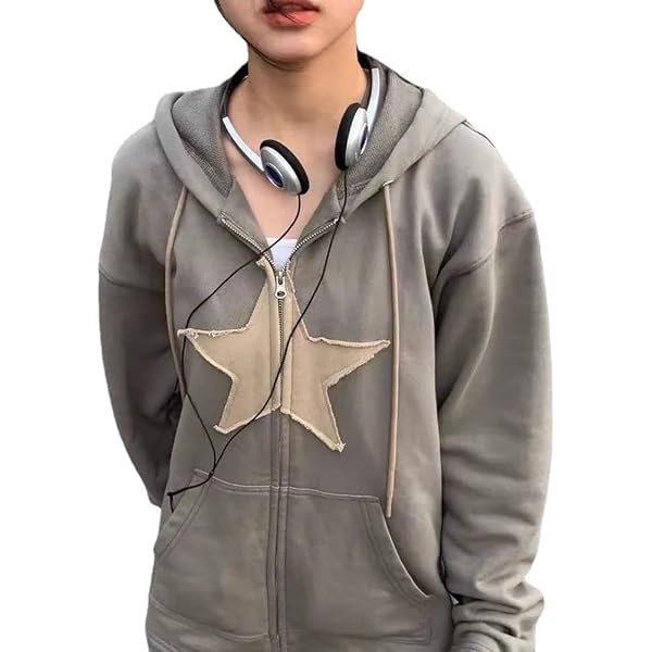 Amazon.com: Hip Hop Zip up Hoodie Star Patch Cotton Women's Loose Tops  Harajuku Punk Gothic Clothes Grunge Casual  (ArmyGreen,XL,womens,Unisex,US,Alpha,Adult,X-Large,Regular,Regular) :  Clothing, Shoes u0026 Jewelry