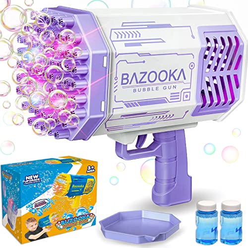 Bubble Gun, 69 Holes Bubble Machine Bubbles Kids Toys for Toddlers Boys Girls Age 3 4 5 6 7 8 9 10 11 12 Years Old, Fun Gifts for Children Adult Birthday Wedding Party Favors Outdoor Toy (Purple)