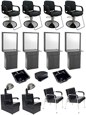 BR Beauty 4 Operator Miami w/Mirror Salon Package for Salons & Spas, BR-4OPMIAMIW/MIRROR