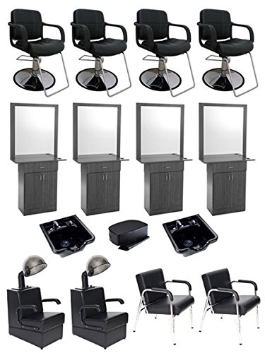 BR Beauty 4 Operator Miami w/Mirror Salon Package for Salons & Spas, BR-4OPMIAMIW/MIRROR