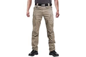 Susclude Men's Outdoor Cargo Work Trousers Military Tactical Pants Ripstop Assault Combat Trousers Hiking Pants Men