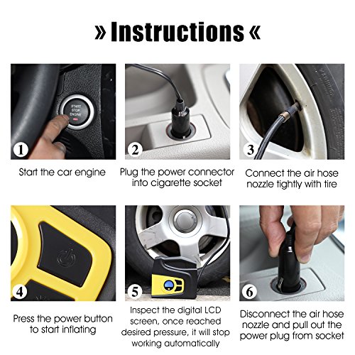 Balight Portable Air Compressor Pump 12V 120PSI - Portable Tire Infaltor with Pressure Gauge and 3 Modles Emergency Lighting for Car, SUV, Trunk, Motorcycle, Bicycle, ball,and Others Inflatable - Thumbnail 5
