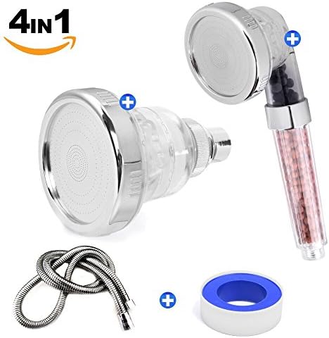 2018 deluxe shower head and handheld shower ionic filter, increase water pressure and save water| 3 mode rainfall, jetting, massage to enjoy spa experience| bonus, stainless steel hose, teflon tape
