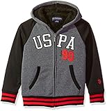 U.S. Polo Assn. Boys' Little Boys' Sherpa Lined Fleece Hoodie, Yx Med Heather Gray, 5/6