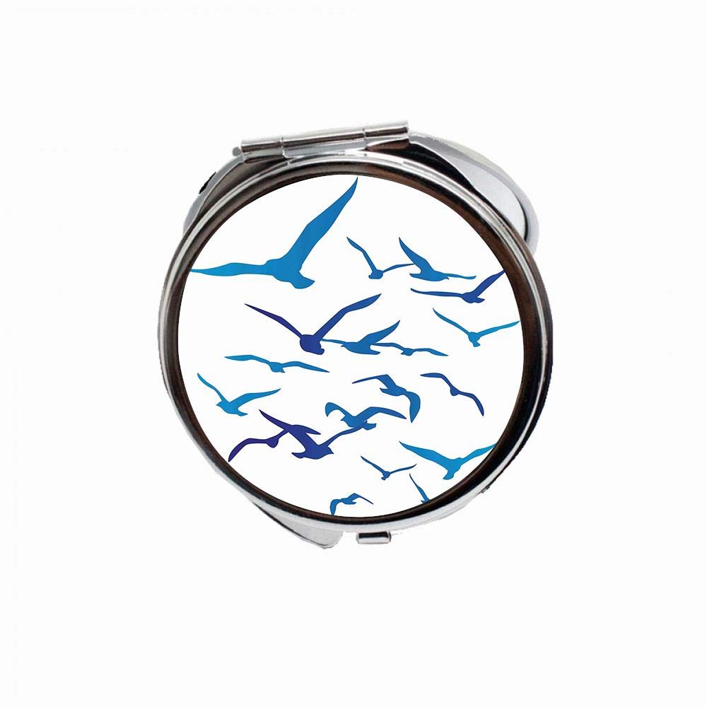 Huayuanhurug Birds Silhouettes Pigeon Dove Crow Freedom Ornate Wild Nature Space Flap Scene Compact Makeup Mirror Round Ultra-thin Compact Makeup Mirror For Women Girl