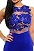 VamJump Women Sexy Lace Sheer Bodycon Club Jumpsuit Rompers Pencil Pants Blue