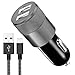 Sngg 3.1A Rapid Dual Port USB Car Charger with 6-feet Lightning Cable (Black)