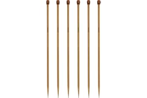 QJZXUEZHEN 6Pcs 5mm Wooden Knitting Needle Straight Single Pointed US Size 8 for DIY Yarn Craft Set,Socks,Sweater, Nice Gift for Women Adults Kids Children Beginners