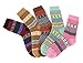 Color City Womens 5 Pairs Colorful Thick Knitting Cotton Crew Socks - Warm Wool Winter Socks,Free Size,Style B