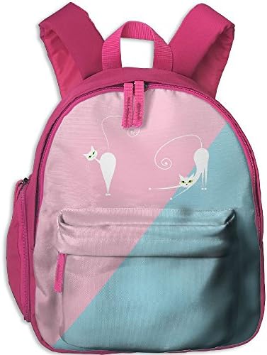 Cat Silhouette Kids Backpack, Fashion Toddler Oxford Print Bag, Pink