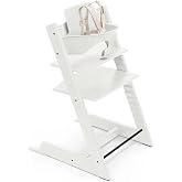 Stokke Tripp Trapp High Chair + Baby Set + Harness, White | Includes Chair, Baby Set, Removable Harness for Children 6-36 Mon