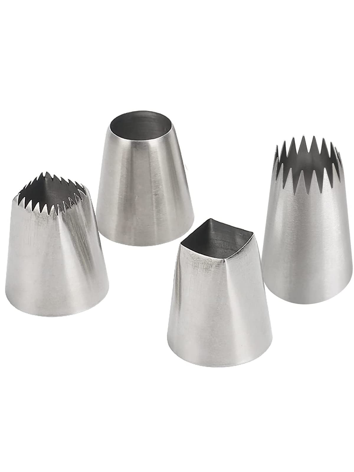 Oversized Piping Nozzles,Extra Large Icing Nozzles,Square Round Churro Nozzles Tips Piping Set for Cakes Cupcakes Cookies,4 Pcs