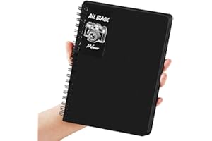 Carnet de croquis de 12,7 x 17,8 cm, 70 feuilles à spirales, 110 g/m², papier intérieur noir sans acide pour peinture, dessin