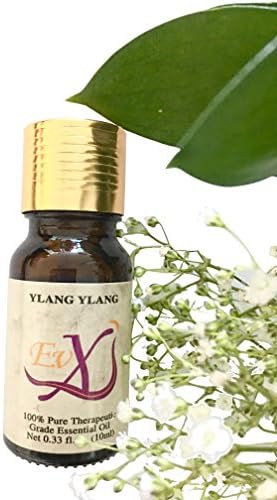 Organic Ylang Ylang Aromatherapy Essential Oil for Relaxing the Body &amp; Soul, Relieve Insomnia, Sooth Tension, Skin Moisturizer, 100% Pure Therapeutic Grade, Floral Fragrance, Kids Safe, 10ml