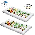 Chuzy Chef Inflatable Pool Table Serving Bar - 2 pack Large Buffet Tray Server With Drain Plug - Keep Your Salads & Beverages Ice Cold - For Parties Indoor & Outdoor use Bar Party Accessories