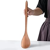 Giant Wooden Spoon - 17-inch Big Corner Scoop, Right Angled, Comfortable Long Handle Grip Kitchen Serving Scooper for Big Pot, Heavy Food Service