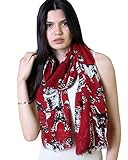 Anika Dali Women's Bonjour Paris Scarf, Lightweight, Perfect for Travel (Rio Red)