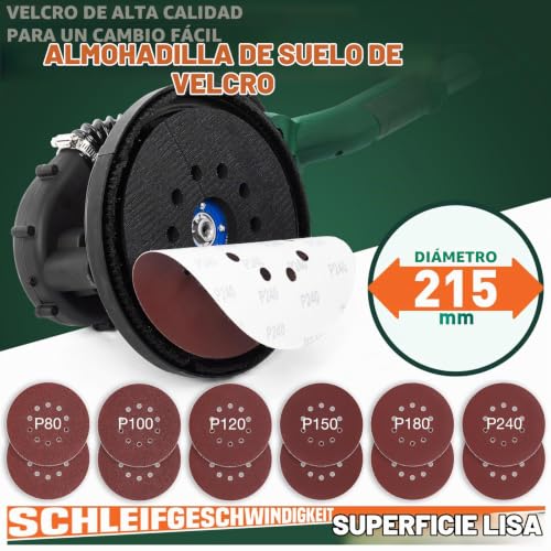 KUIMIT Wall Sander, 850W Electric Sander with 12 Sanding Discs, 6 Variable Speeds 800-1750 RPM, with Extendable Handle, LED Light, Long Dust Hose and Storage Bag
