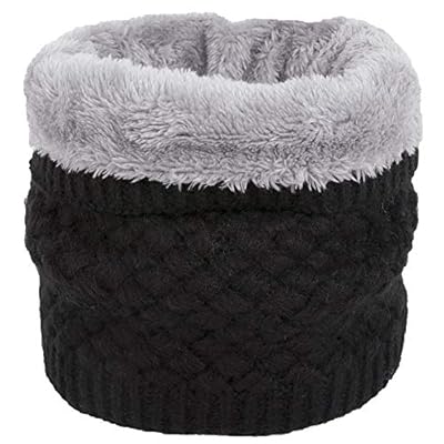 CRUOXIBB Women Winter Neck Warmer Gaiter Double-Layer Soft Fleece Lined Thick Knit Circle Scarf Windproof
