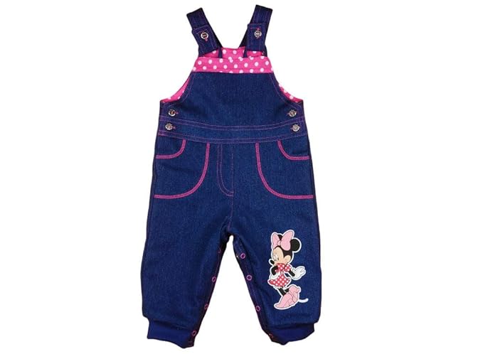 Kleines Kleid Thermojeans Minnie Mouse Baby Jeans Latzhose gefüttert Mädchen dick Baumwolle in Grösse 74 80 86 92 98 104 Geschenk für 9 Monaten 1 2 3 4 Jahre, Dicke Baby Hose für Winter