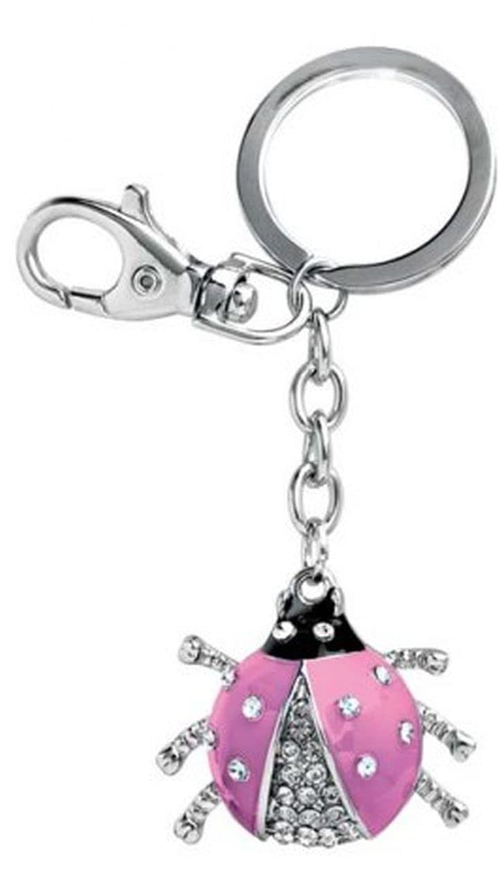 Ten KEYCHAIN PINK LADYBIRD WITH CRYSTALS cod.EL7595 cm 11,2x3,6x1,5h by Varotto & Co.