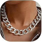 ChainsPro Cuban Link Chain for Women,Stainless Steel Chunky Necklace Silver/Gold Plated Thick Chain Choker, 12/16/20 mm Width,18" and 20" Punk Hip Hop Trendy Non Tarnish Jewelry Gifts