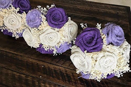 Burlap Small Bridesmaids Bouquet in Lavender, Purple, and Ivory 7 Flower Bouquet, Burlap Bridesmaids Bouquets, Bridesmaids Bouquets, Burlap Wedding Bouquets, Burlap Bouquets 1 BOUQUET