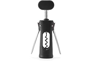 Rabbit Premium Wine Wing Corkscrew Wine Opener and Bottle Opener, Black 2.36 x 1.97 x 7.68 in