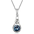 Silvershake 6MM Genuine or Created Gems Irish Celtic Knot Solitaire Drop Pendant with 18 Inch Necklace Jewelry for Women or Teens