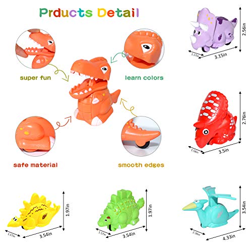 image for Akamino Dinosaurs Toys Car for Kids, 8 Pack Pull Back Car Toys for Boy