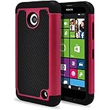 Nokia Lumia 630 Case, Nokia Lumia 635 Case, MagicMobile [Dual Armor Series] Durable [Impact Shockproof Resistant] Double Layer Cover [Hard Shell] + [Flexible Silicone] Case for Nokia Lumia 630 / 635 - Black - Hot Pink