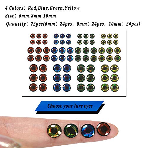 YOTO 804PCS Fishing Lure Eyes 2D/3D/4D/5D Lifelike Realistic Artificial Holographic Fake Eyes 3 4 5 6 7 10mm for Fly Tying Lures Crafts DIY Materials Tool - Thumbnail 5