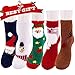 Christmas Fuzzy Socks,5 Pairs Santa Socks Women,Holiday Cute Socks Xmas Fluffy Socks Cozy Crew Socks for Women