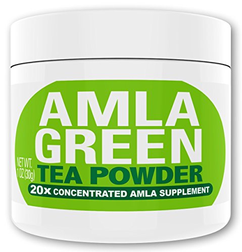 Amla Green Tea Superfood Antioxidant Powder | 20x Amla Concentrate + Dark Green Oolong Tea (Organic Amla, Vegan, Raw, non-GMO, Wild Harvested) (30 doses)