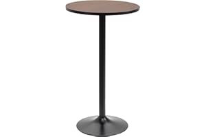 HOMCOM Round Bar Table 41 Inch Height, Industrial High Bistro Table with Metal Base and Elm Wood Top, Bar Height Table for Ki
