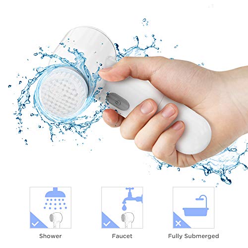 Facial Cleansing Brush, Waterproof Face Brush with 5 Brush Heads,Rotating Deep Cleansing, Gentle Exfoliating, Removing Blackhead for Face and Body