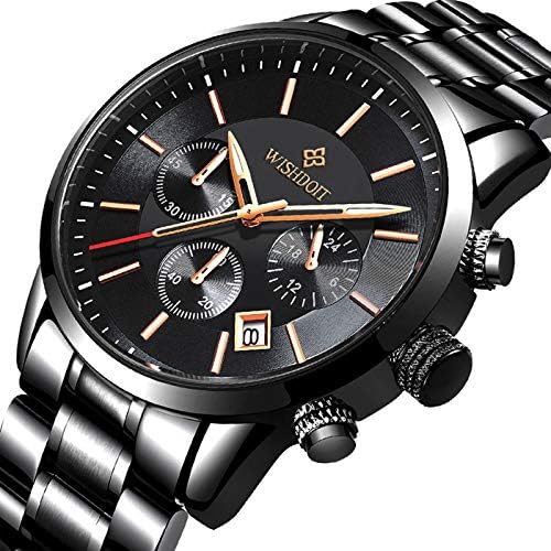 LIGE Watches Mens Fashion Black Steel Waterproof Analog Quartz Gents Watch Top Brand Business Dress Date Wristwatch Military Chronograph Clock Casual