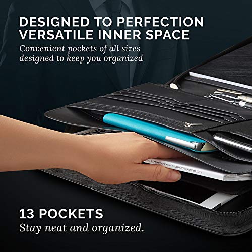 NERO Zippered Vegan Leather Padfolio/Portfolio Pad Holder