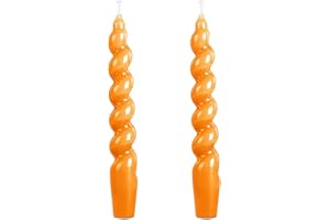 Berkebun Orange Spiral Taper Candle H7.5inch -Set of 2 Tapered Candles, Dripless and Smokeless,Long Candle,Tall Candlesticks, Home Dinner, Party, Wedding, Halloween, Churches,Christmas (2, Orange)