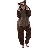 COSUSKET Snug Fit Unisex Adult Onesie Pajamas, Flannel Cosplay Animal One Piece Halloween Costume Sleepwear Homewear