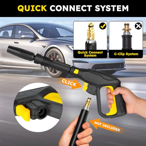 Replacement Pressure Washer Gun with Extension Wand, Compatible with Karcher Quick Connect K2 K3 K4 K5 K6 K7, 2175PSI Car Wash Lance Trigger Gun Kit, with Adjustable Spray Wand Nozzle