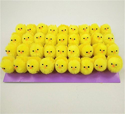 Pack of 36pcs Small Cute Fully Yellow Chenille Easter Chicks Party Favors Kids Easter Egg Bonnet Decoration