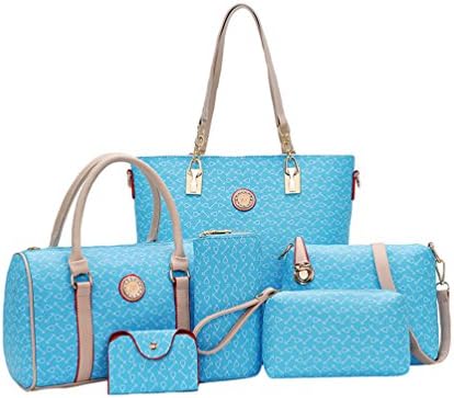 Women 6 Set Large Capacity Handbag Shoulder Bags Tote Bag Arrow Pattern Crossbody Wallet