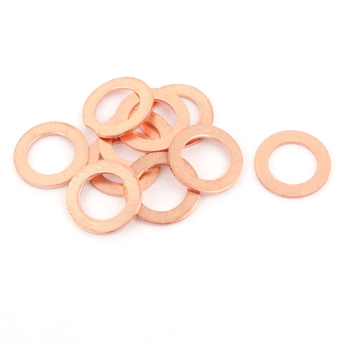 sourcing map 10pcs 10mm x 16mm x 1mm Flat Ring Copper Crush Washer Sealing Gasket Fastener โ image 1