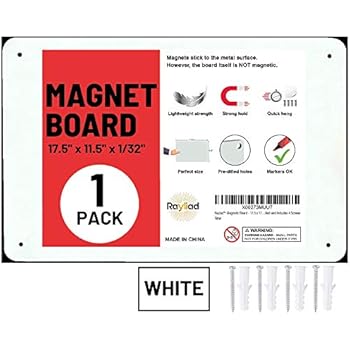 Magnetic Board - 17.5 x 11.4 Inch Metal Bulletin and Display Sheet - Pre-drilled and Includes 4 Screws
