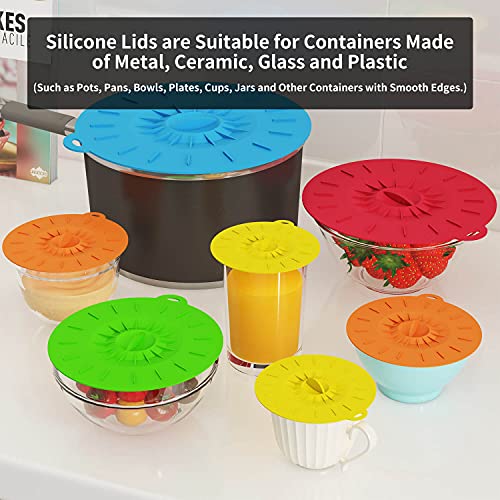 7 Pack Silicone Lids, Microwave Splatter Cover, 5 Sizes Reusable Heat Resistant Food Suction